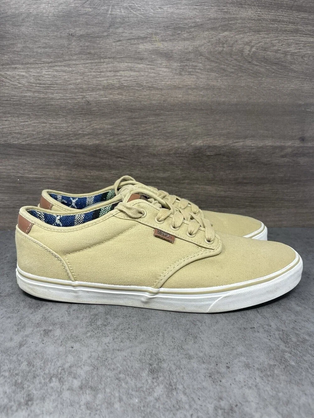 Vans Atwood Deluxe Sneakers Mens Size 13 Khaki Brown Tan White Low Top
